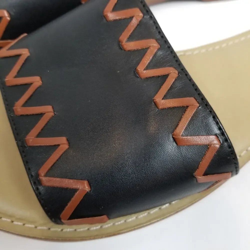 Driver Club USA NWOB Women's Black Brown Leather Slides Sandals Size 9